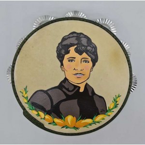 Pandeireta verde ilustrada a man Rosalía